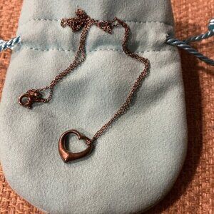 SILVER open floating heart charm necklace